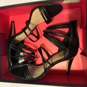 Vince Cameo Black Heels w/zipper back.
